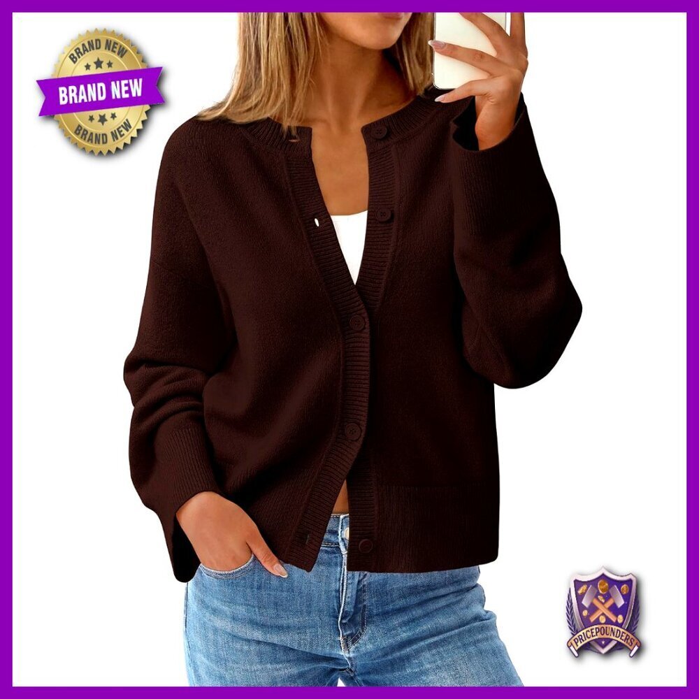 Oversized Chunky Knit Cardigan Button Up Long Sleeve Winter Casual Elegant